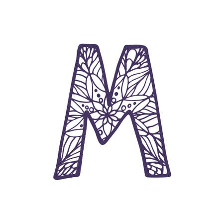 Hand drawn vector font. Letter Mのイラスト素材