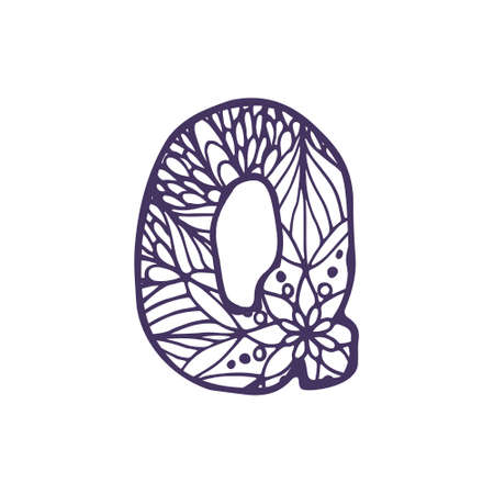 Hand drawn vector font. Letter Qのイラスト素材