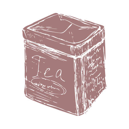 Vintage style tea jar. Doodle illustration for cafe, menu, poster or otherのイラスト素材