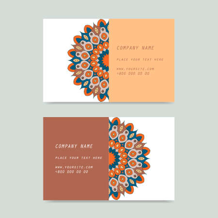 Visit card and discount card with flower mandala in vectorのイラスト素材