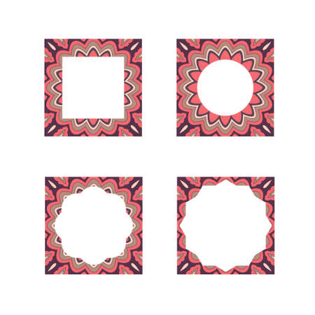 wedding invitation frames with mandalaのイラスト素材