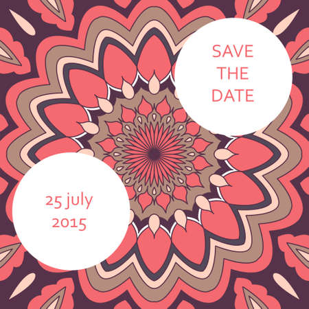 Wedding invitation card suite with mandala.のイラスト素材