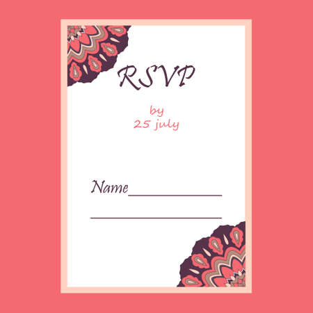 Wedding invitation card suite with mandala.のイラスト素材