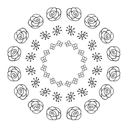 Hand drawn flower mandala for cards, invitations and otherのイラスト素材