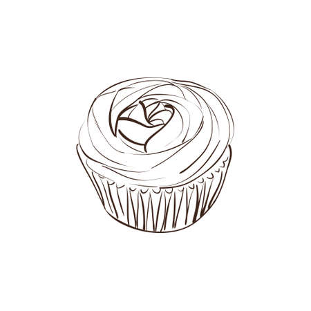 Doodle cupcake in  . Hand drawのイラスト素材