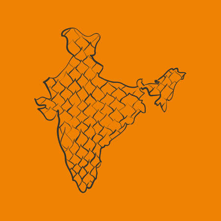 India doodle map inのイラスト素材