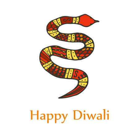 Happy diwali card. Doodle snakeのイラスト素材