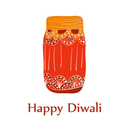 Happy diwali card with jar in vectorのイラスト素材