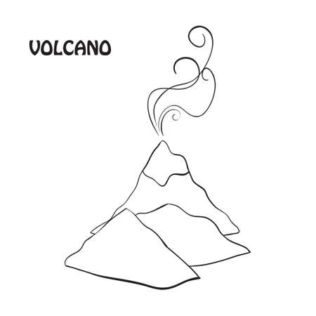 Volcano in doodle styleのイラスト素材