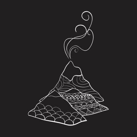 Volcano in doodle styleのイラスト素材