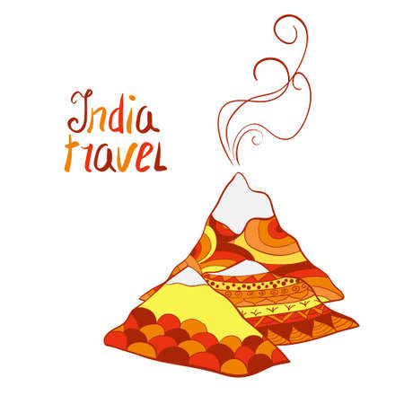 Volcano in doodle styleのイラスト素材