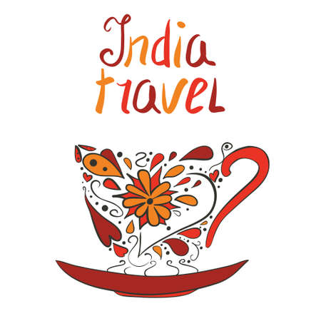Doodle cup with flower mandala for pattern.のイラスト素材
