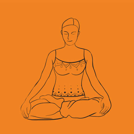 Women in the yoga pose in vector.のイラスト素材