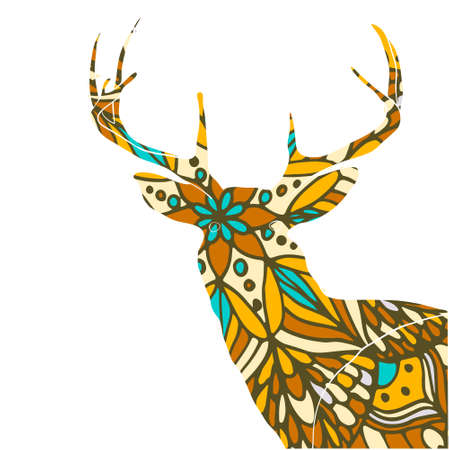 Wild deer with big antlersのイラスト素材