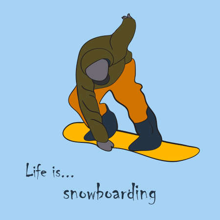 Men on the snowboard in signのイラスト素材