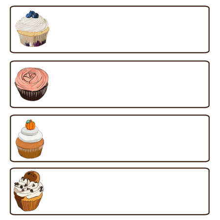 Menu with doodle cupcake in signのイラスト素材