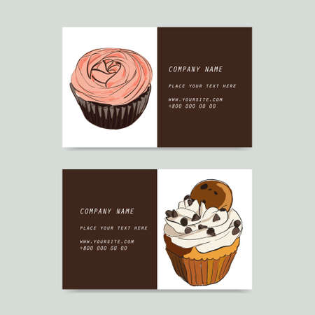 Visit cards with cupcake in signのイラスト素材