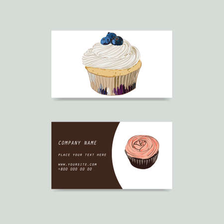 Visit cards with cupcake in signのイラスト素材