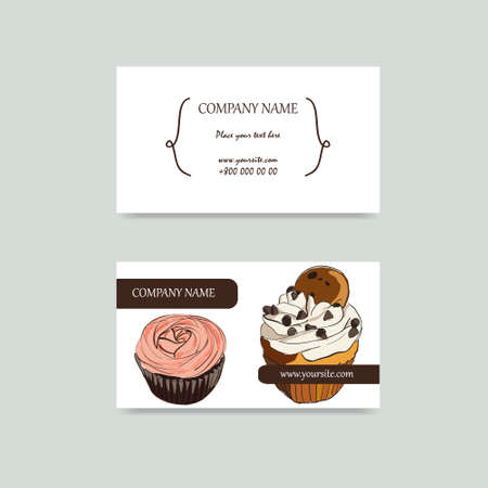 Visit cards with cupcake in signのイラスト素材