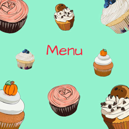Menu with cupcake in signのイラスト素材