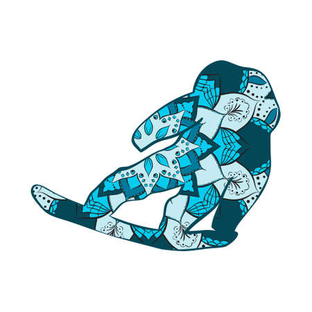 Men on snowboard with flower mandalaのイラスト素材