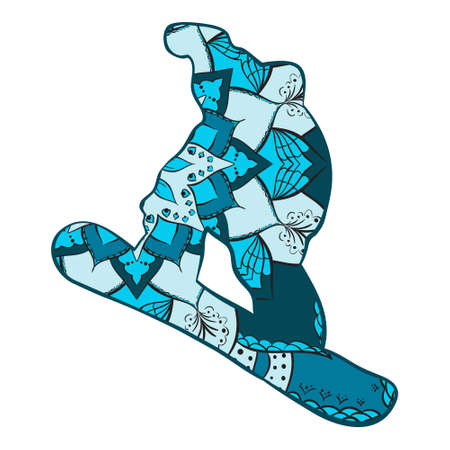 Men on snowboard with flower mandalaのイラスト素材