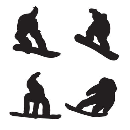 Snowboarders set in signのイラスト素材