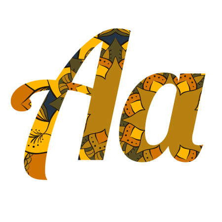 ABC letter with flower mandala in signのイラスト素材