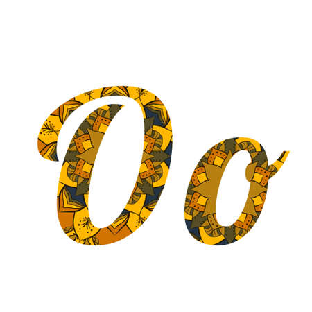 ABC letter with flower mandala in signのイラスト素材