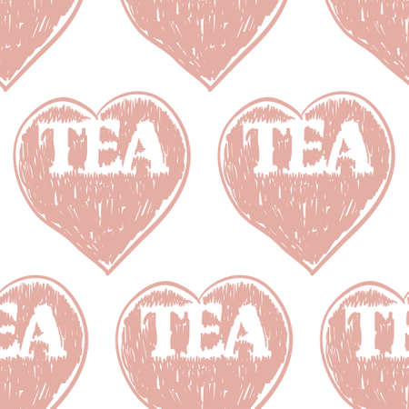 Tea culture pattern. Pensil. Hand drawn. For menu, tag, backgroundのイラスト素材