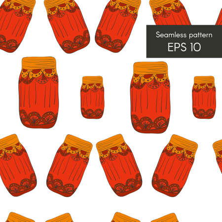 Indian jar seamless pattern in sign.のイラスト素材