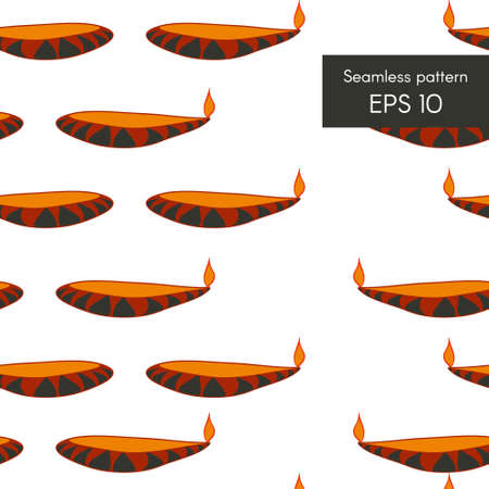 Indian lamp seamless pattern in sign. Diwaliのイラスト素材