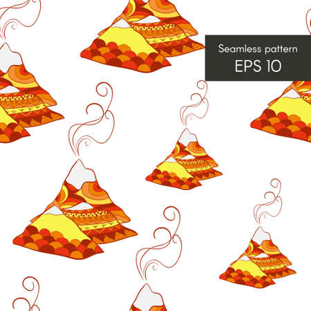 Volcano seamless pattern in sign.のイラスト素材