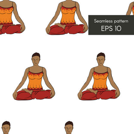 Yoga seamless pattern in sign. Diwaliのイラスト素材