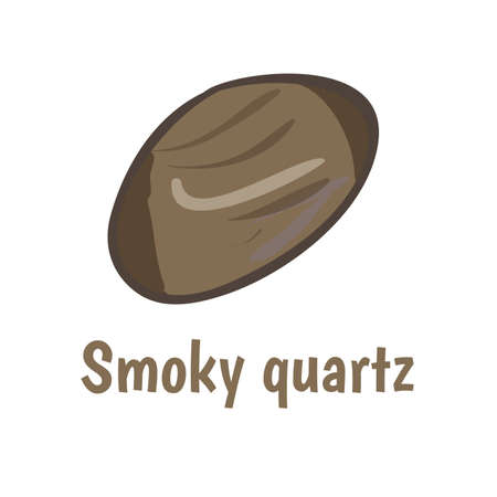 Smoky quartz stoneon white background.  illustrationのイラスト素材