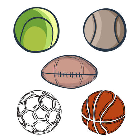 Set of doodle balls on white background.のイラスト素材