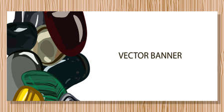 Banner with beauty stones on white background. Vector illustrationのイラスト素材