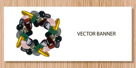 Banner with beauty stones on white background. Vector illustrationのイラスト素材