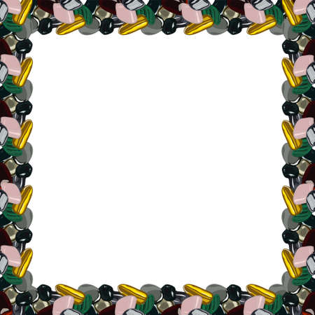Frame with stones on white background.  illustrationのイラスト素材