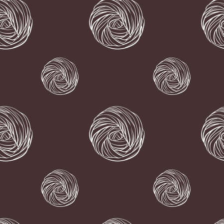 Yarn ball pattern in doodle style.  illustrationのイラスト素材