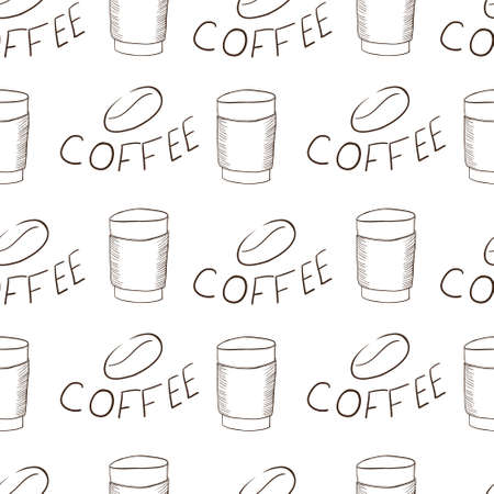 Doodle coffee illustration.  background. Perfect for web, blog, textile, prints and otherのイラスト素材
