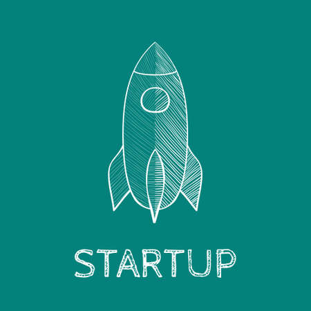 Doodle rocket. Startup concept. Vector illustration. Perfect for web, blog, textile, prints and otherのイラスト素材