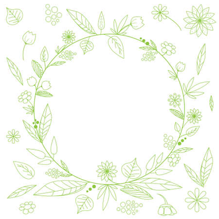 Frame with flower.  illustration. Perfect for cards, web, banners and coloring bookのイラスト素材
