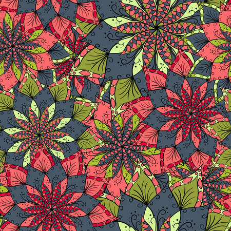 Hand drawn flower mandala for cards, invitations and coloring book. Boho styleのイラスト素材