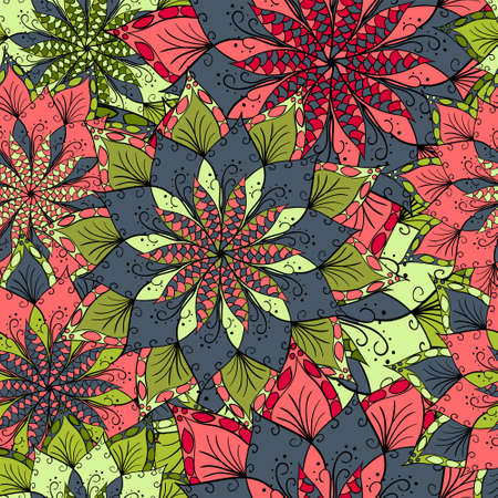 Hand drawn flower mandala for cards, invitations and coloring bookのイラスト素材