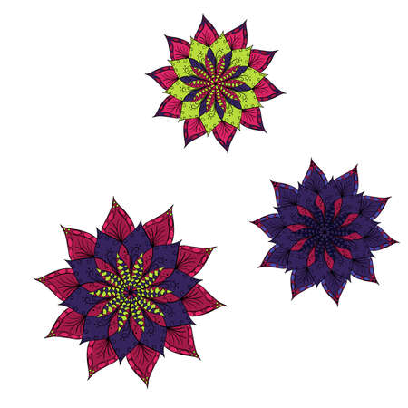 Hand drawn flower mandala for cards, invitations and coloring book. Boho styleのイラスト素材