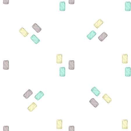 Smartphone - sketch illustration in . Seamless patternのイラスト素材