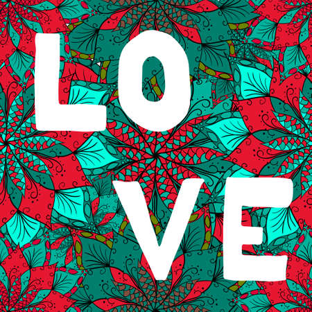 Hand drawn flower mandala background. Loveのイラスト素材