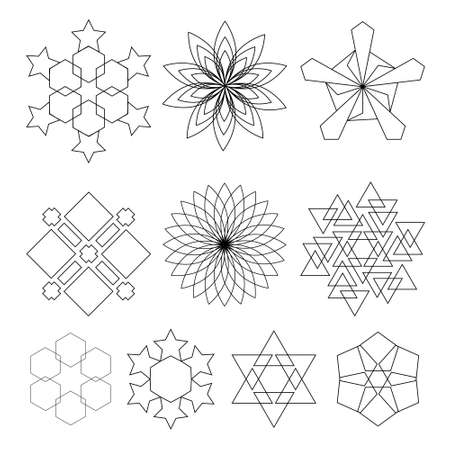 Sacred geometry symbols set in . Arabic pattern.のイラスト素材