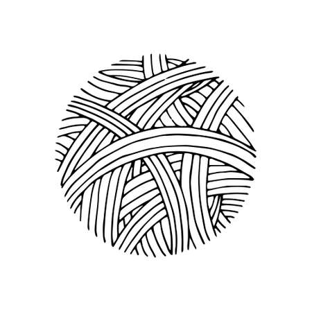 Yarn ball pattern in hand drawn style.  illustrationのイラスト素材